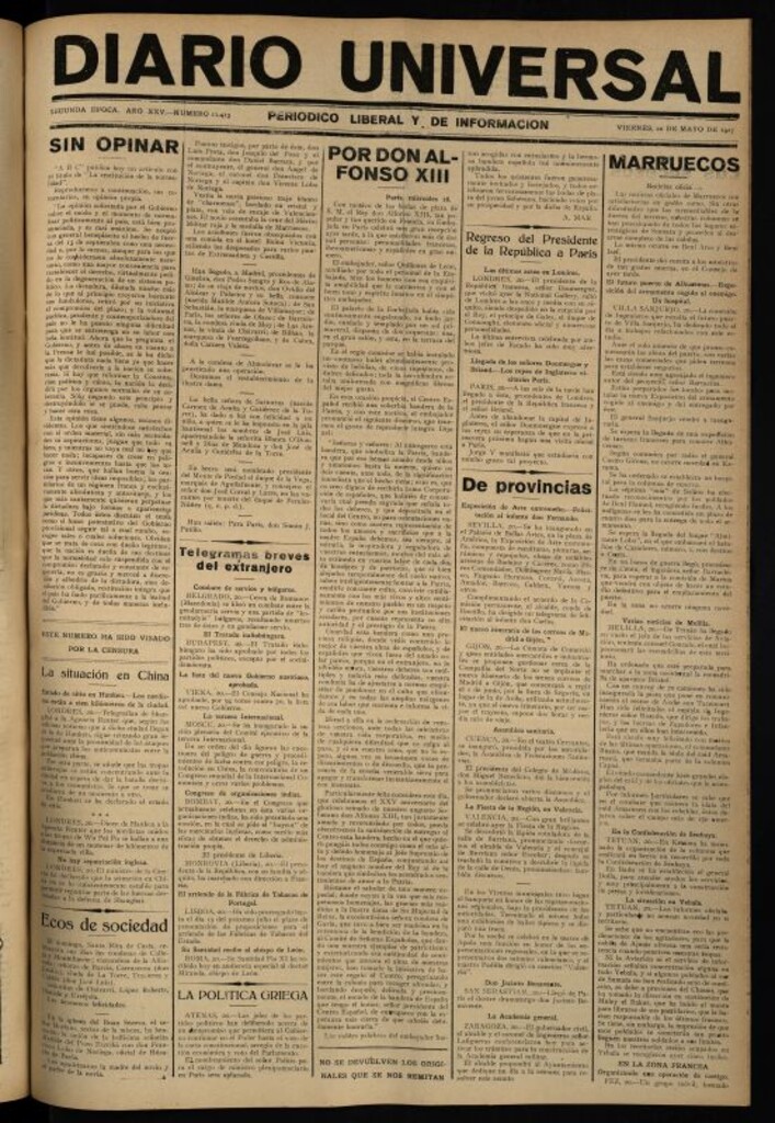 Miniatura de Diario Universal del 20 de mayo de 1927