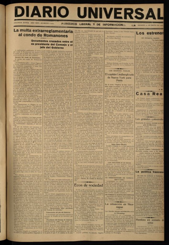 Miniatura de Diario Universal del 21 de mayo de 1927