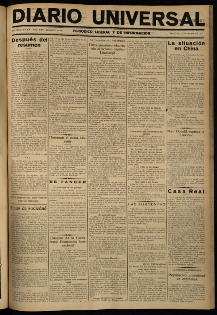 Miniatura de Diario Universal del 24 de mayo de 1927