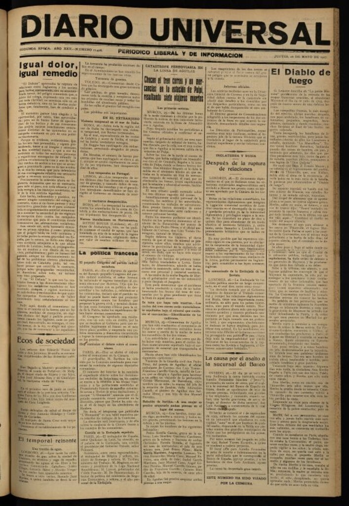 Miniatura de Diario Universal del 26 de mayo de 1927