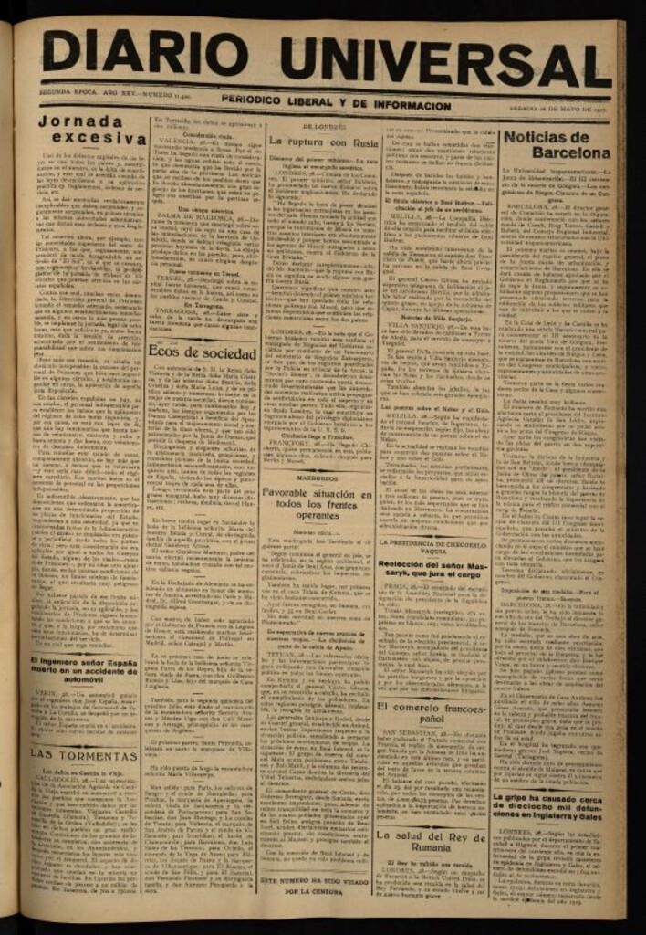 Miniatura de Diario Universal del 28 de mayo de 1927