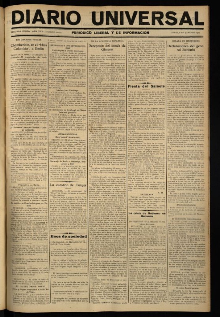 Miniatura de Diario Universal del 6 de junio de 1927
