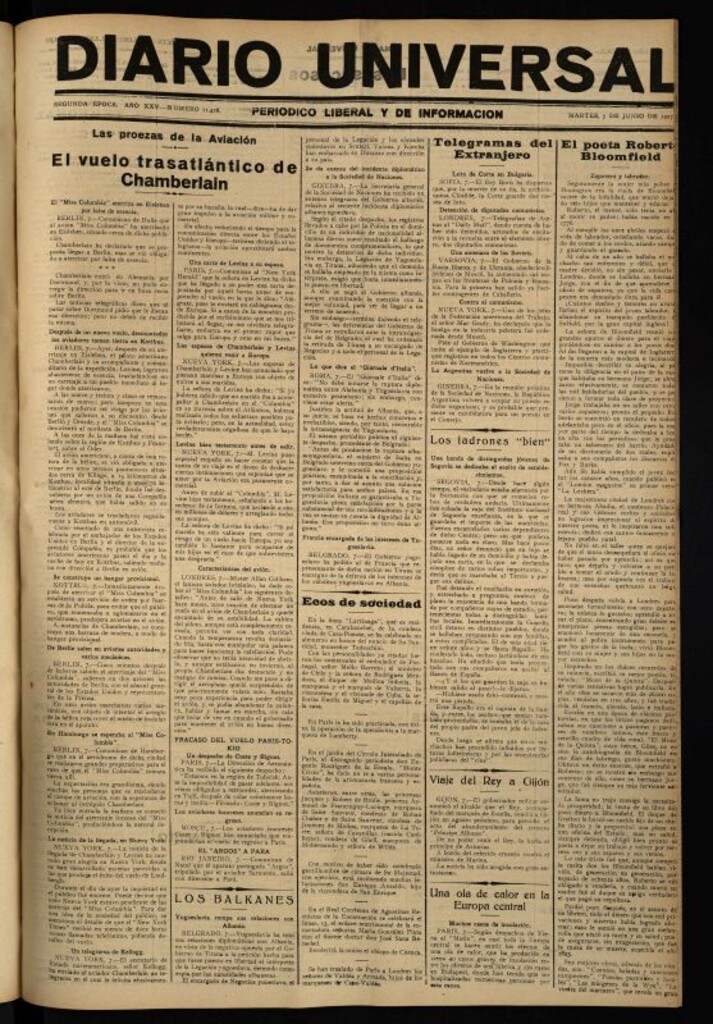 Miniatura de Diario Universal del 7 de junio de 1927