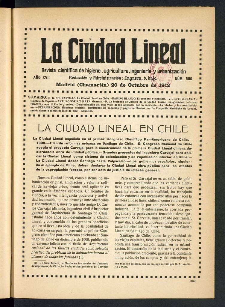 Miniatura de La Ciudad Lineal : órgano oficial de la Compañía Madrileña de Urbanización del 20 de octubre de 1912