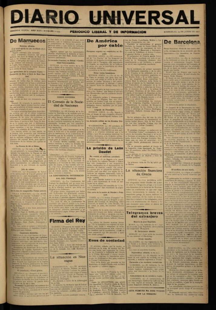 Miniatura de Diario Universal del 15 de junio de 1927