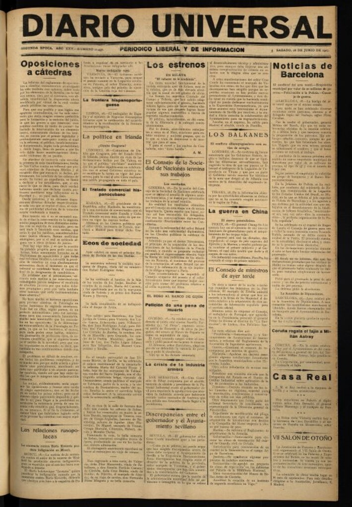 Miniatura de Diario Universal del 18 de junio de 1927