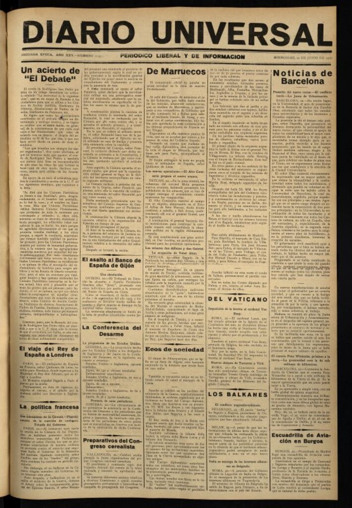Miniatura de Diario Universal del 22 de junio de 1927