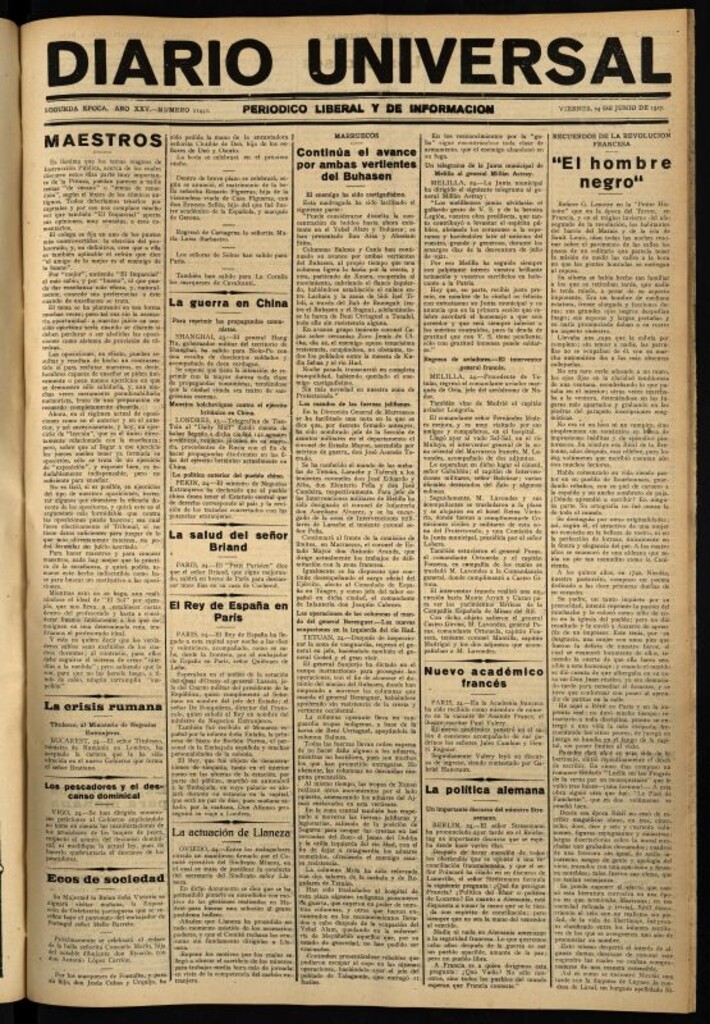 Miniatura de Diario Universal del 24 de junio de 1927