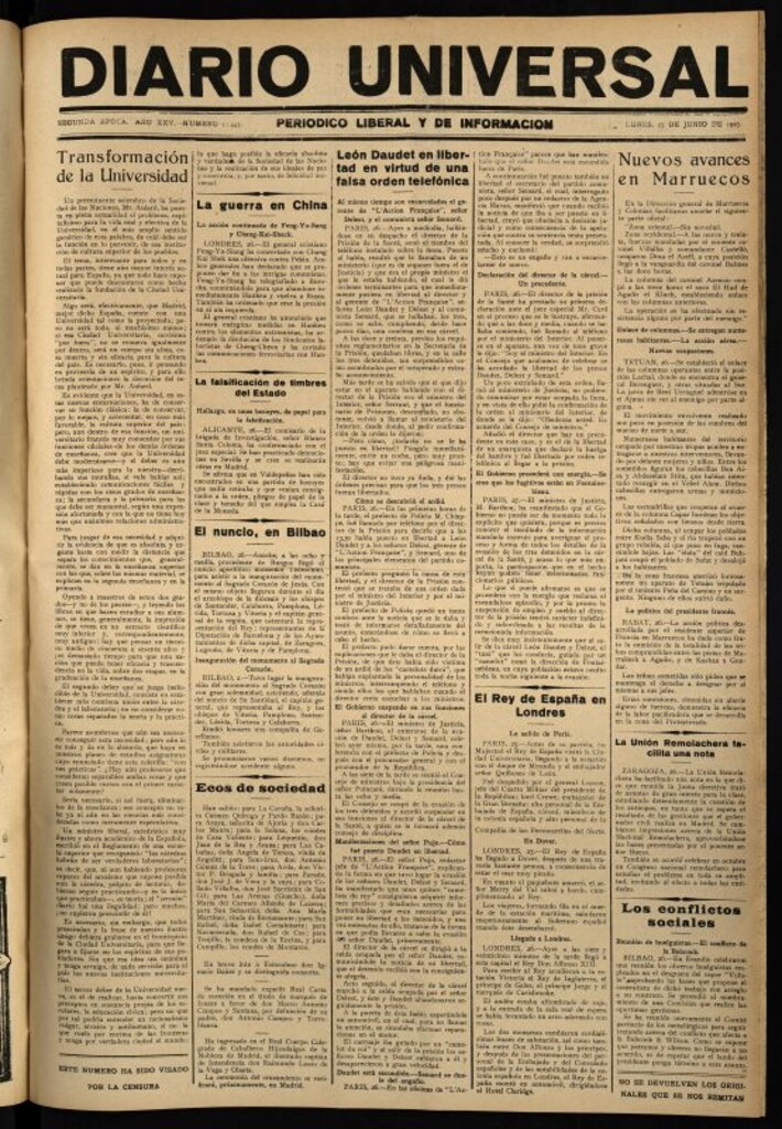 Miniatura de Diario Universal del 27 de junio de 1927