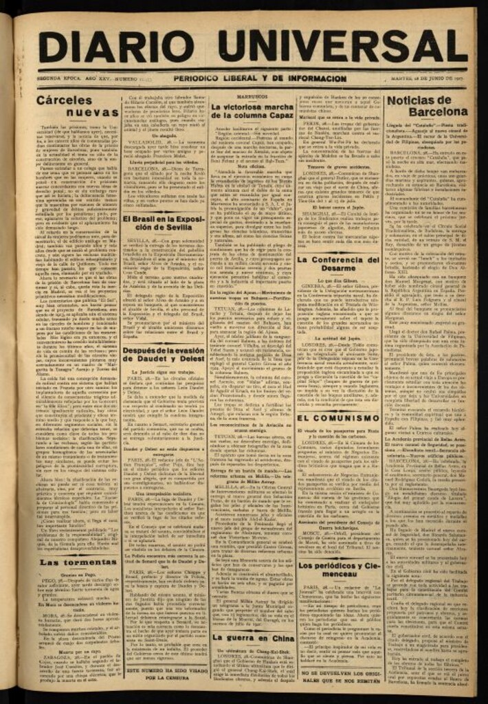 Miniatura de Diario Universal del 28 de junio de 1927
