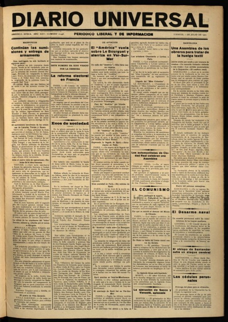 Miniatura de Diario Universal del 1 de julio de 1927