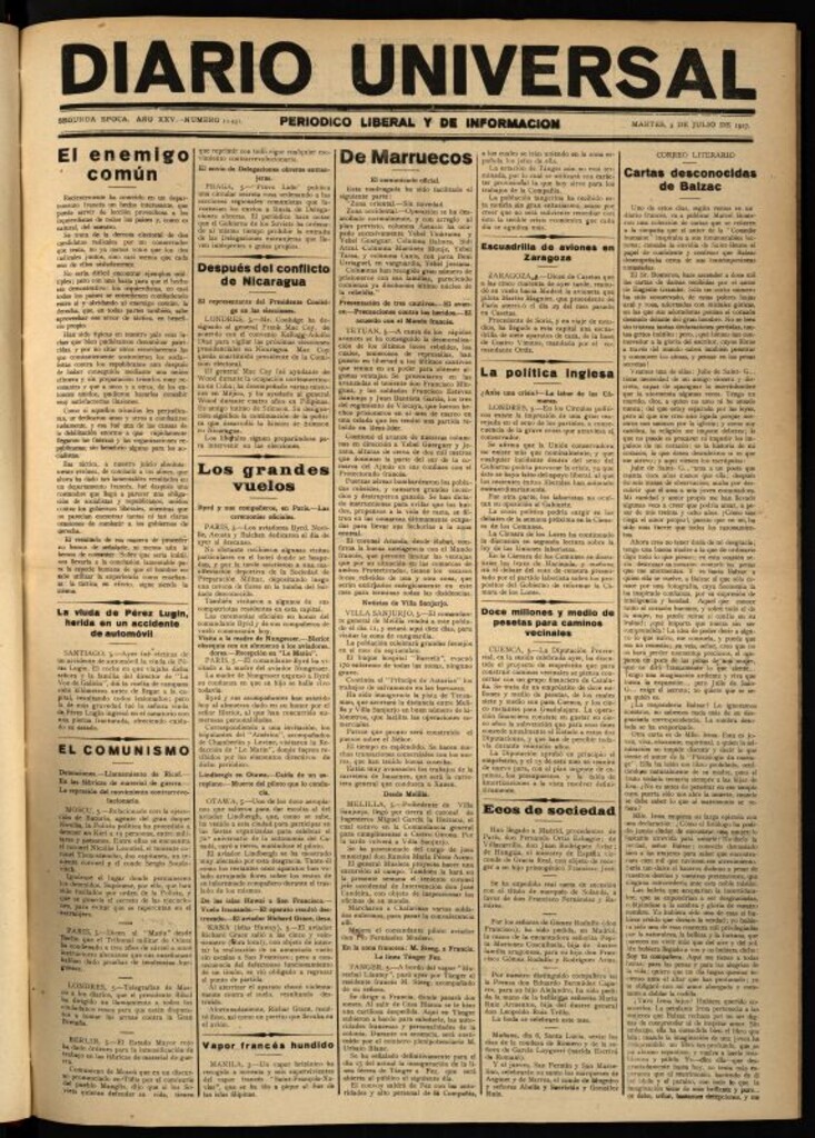 Miniatura de Diario Universal del 5 de julio de 1927