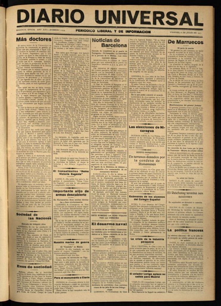 Miniatura de Diario Universal del 8 de julio de 1927