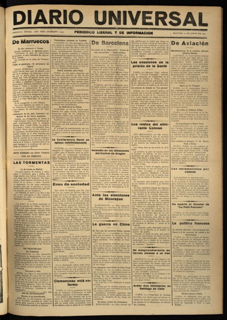 Miniatura de Diario Universal del 12 de julio de 1927