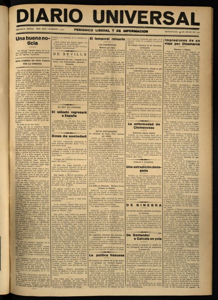 Miniatura de Diario Universal del 13 de julio de 1927