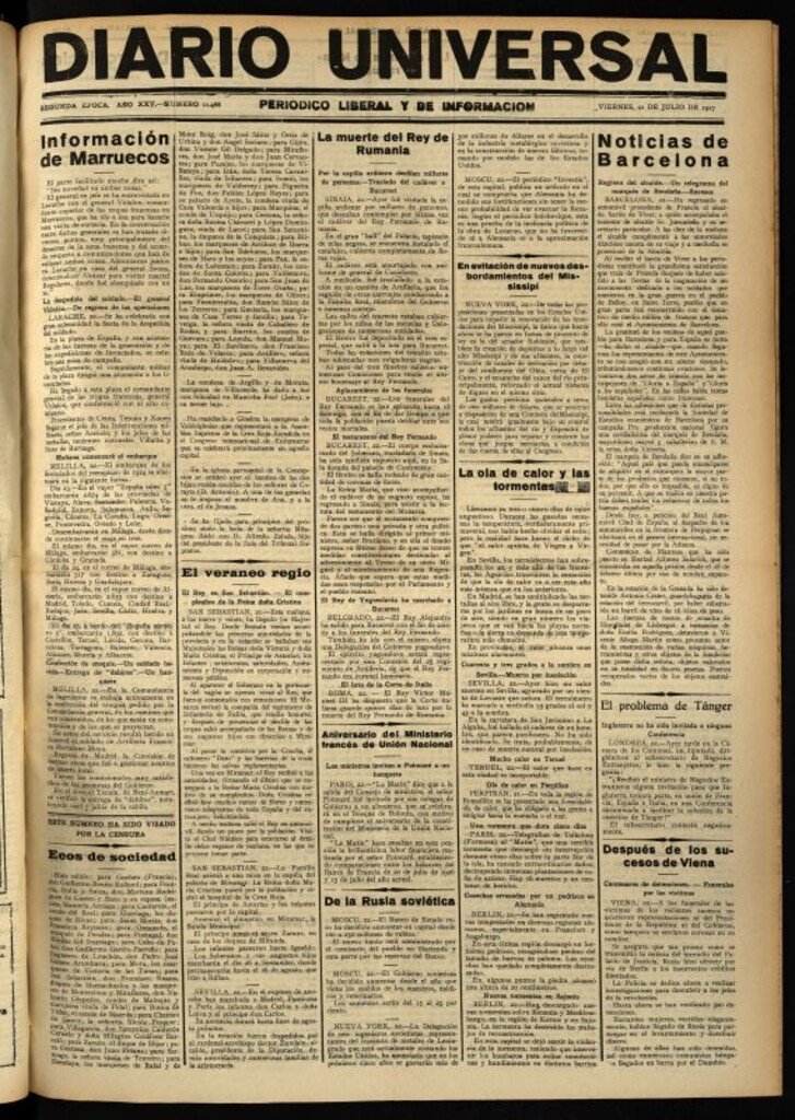Miniatura de Diario Universal del 22 de julio de 1927