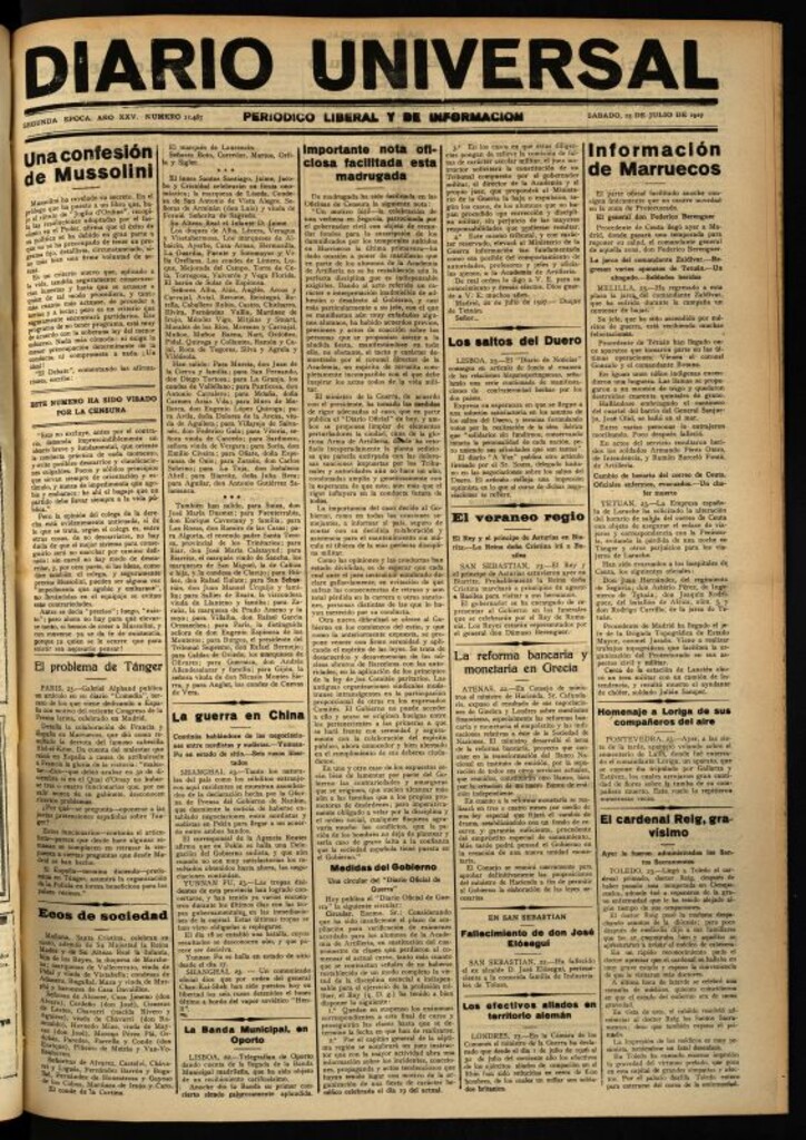 Miniatura de Diario Universal del 23 de julio de 1927