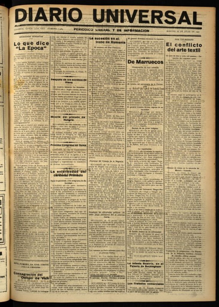 Miniatura de Diario Universal del 26 de julio de 1927