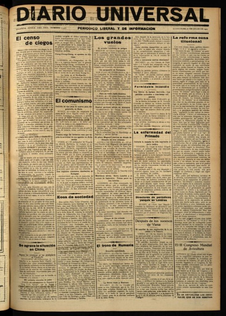 Miniatura de Diario Universal del 27 de julio de 1927