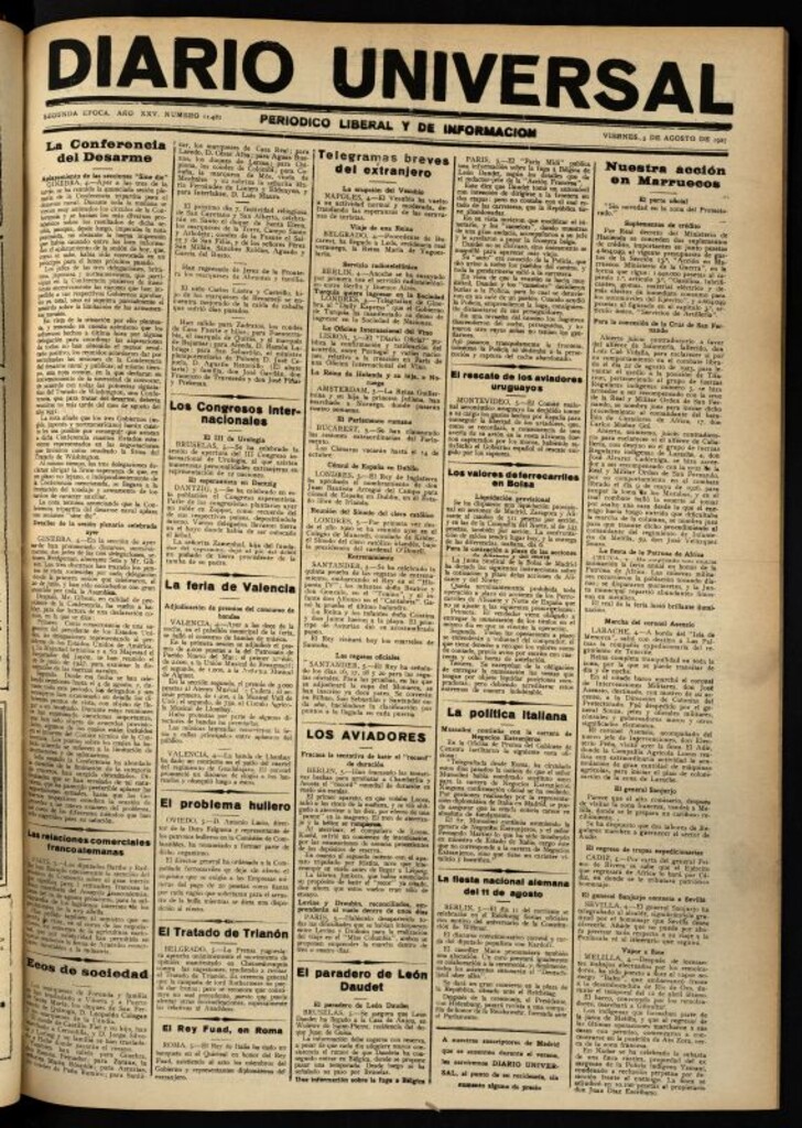 Miniatura de Diario Universal del 5 de agosto de 1927