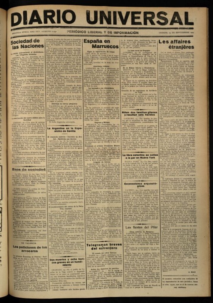 Miniatura de Diario Universal del 24 de septiembre de 1927