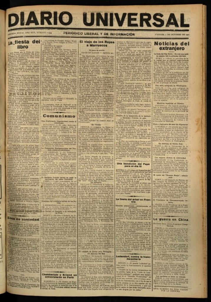 Miniatura de Diario Universal del 7 de octubre de 1927