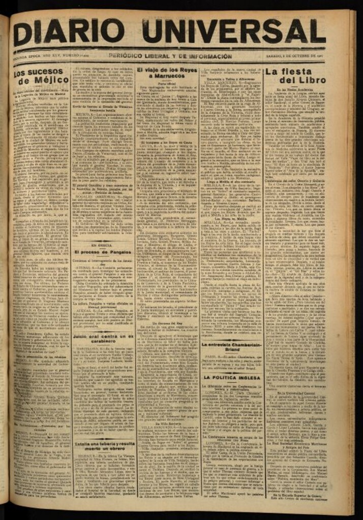 Miniatura de Diario Universal del 8 de octubre de 1927