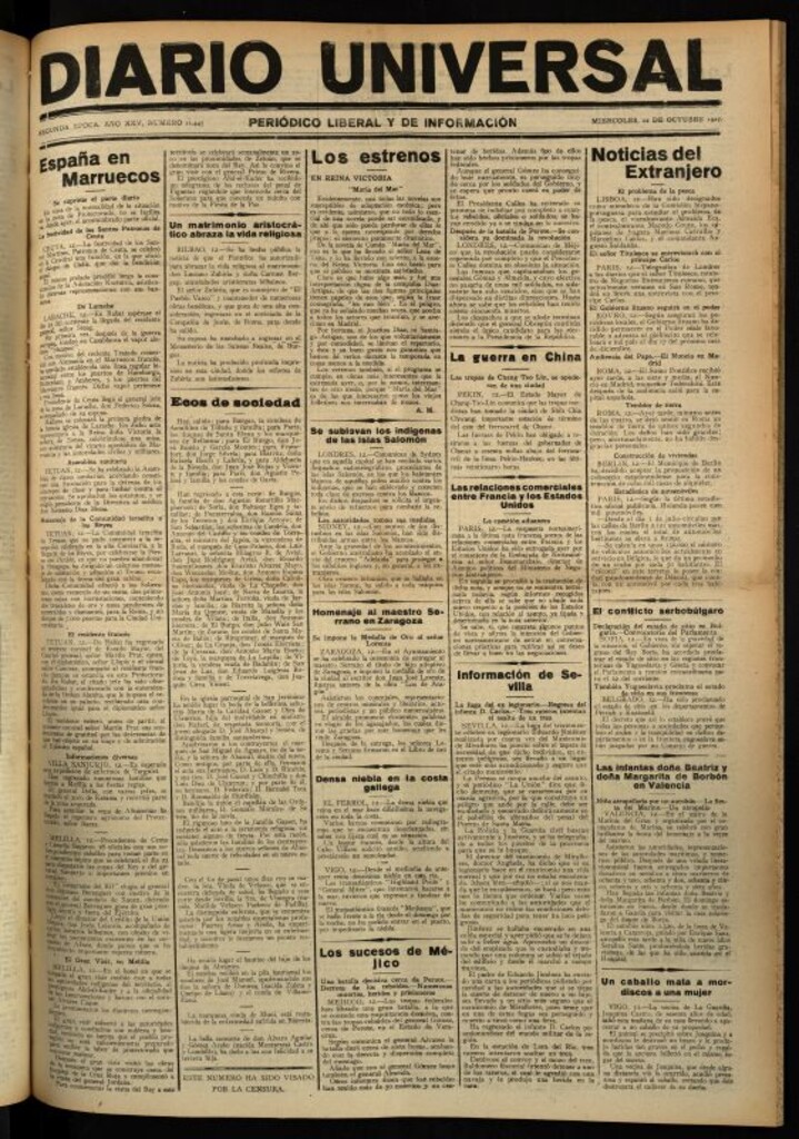Miniatura de Diario Universal del 12 de octubre de 1927