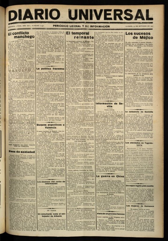 Miniatura de Diario Universal del 15 de octubre de 1927