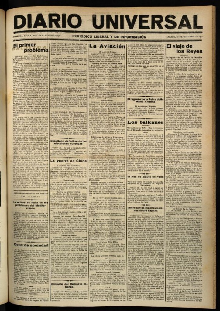 Miniatura de Diario Universal del 22 de octubre de 1927