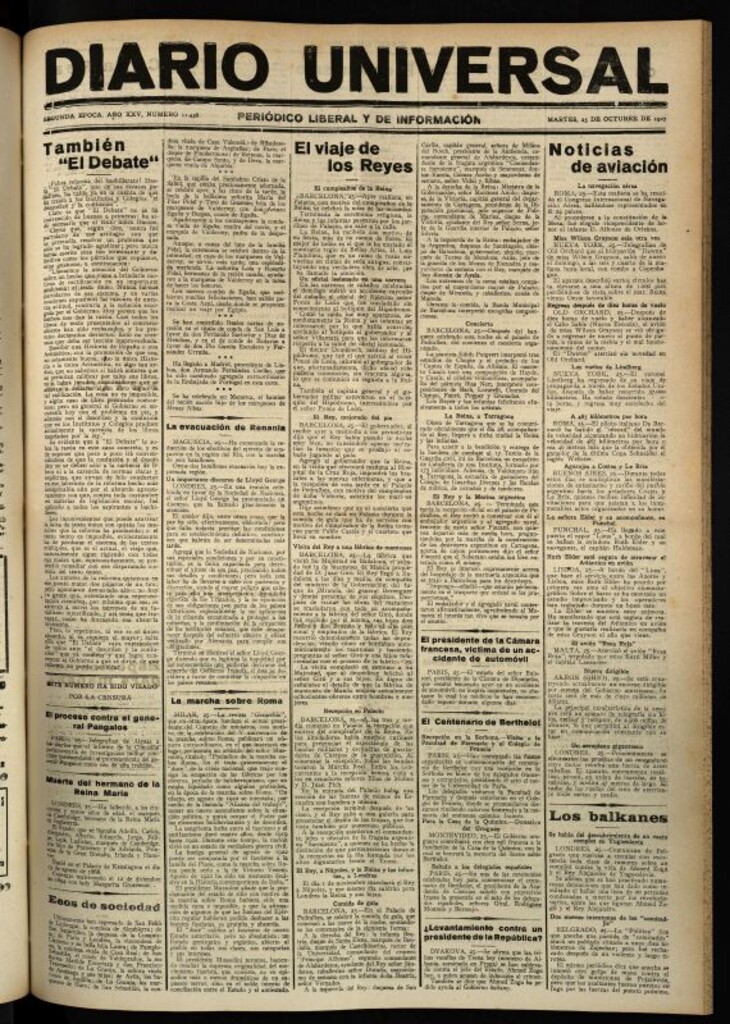 Miniatura de Diario Universal del 25 de octubre de 1927