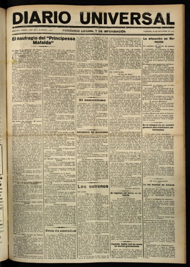 Miniatura de Diario Universal del 28 de octubre de 1927
