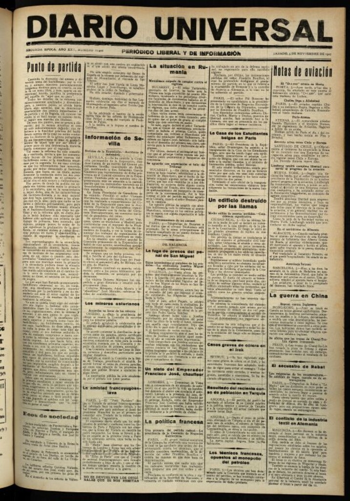 Miniatura de Diario Universal del 5 de noviembre de 1927