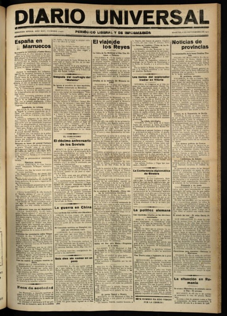 Miniatura de Diario Universal del 8 de noviembre de 1927