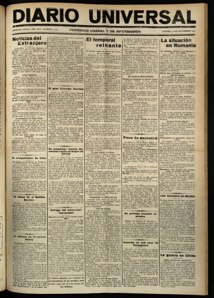 Miniatura de Diario Universal del 10 de noviembre de 1927