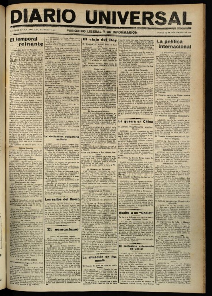Miniatura de Diario Universal del 14 de noviembre de 1927