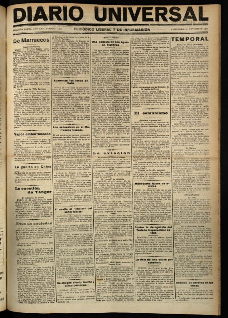 Miniatura de Diario Universal del 16 de noviembre de 1927