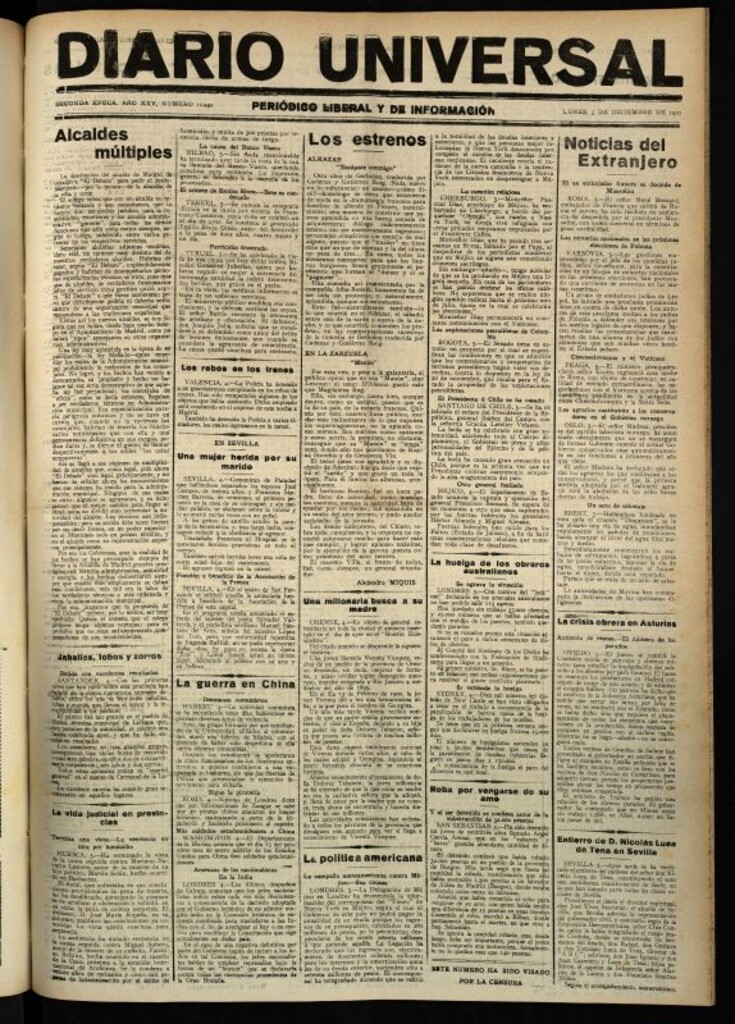 Miniatura de Diario Universal del 5 de diciembre de 1927