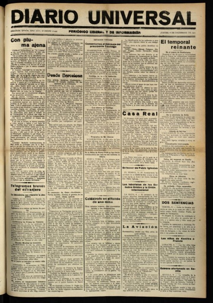 Miniatura de Diario Universal del 8 de diciembre de 1927