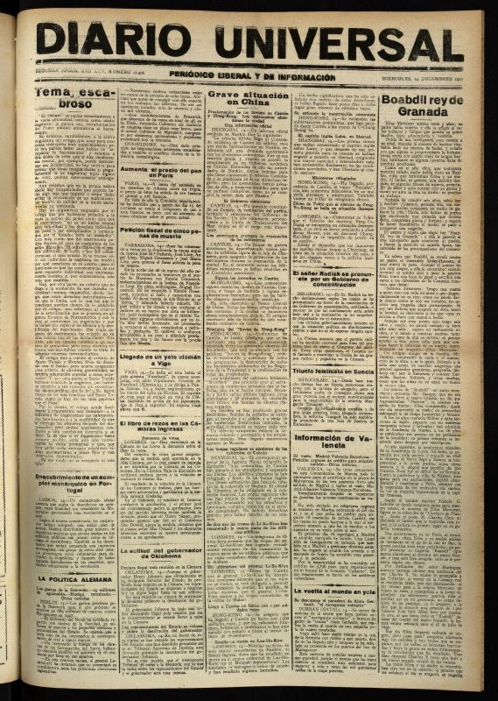 Miniatura de Diario Universal del 14 de diciembre de 1927