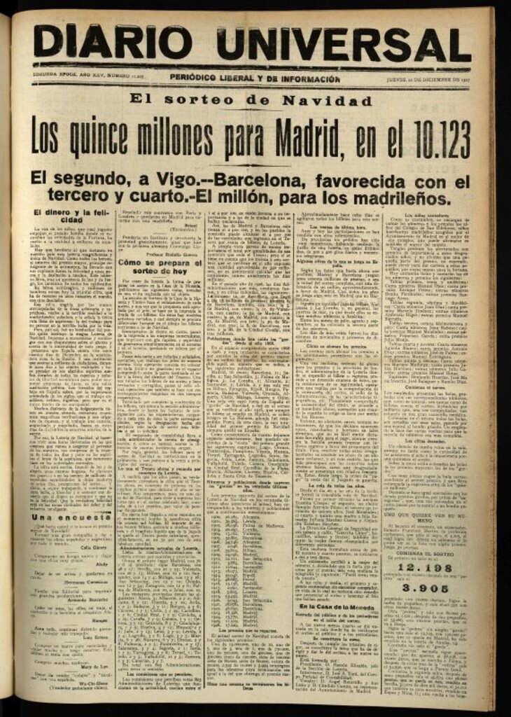 Miniatura de Diario Universal del 22 de diciembre de 1927