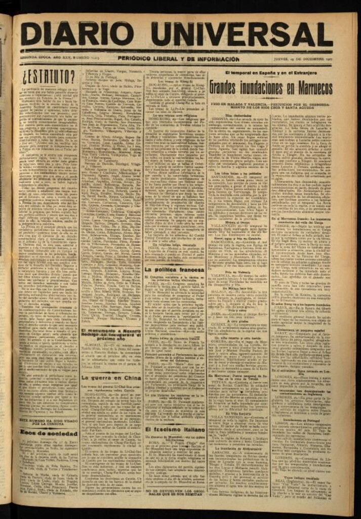 Miniatura de Diario Universal del 29 de diciembre de 1927