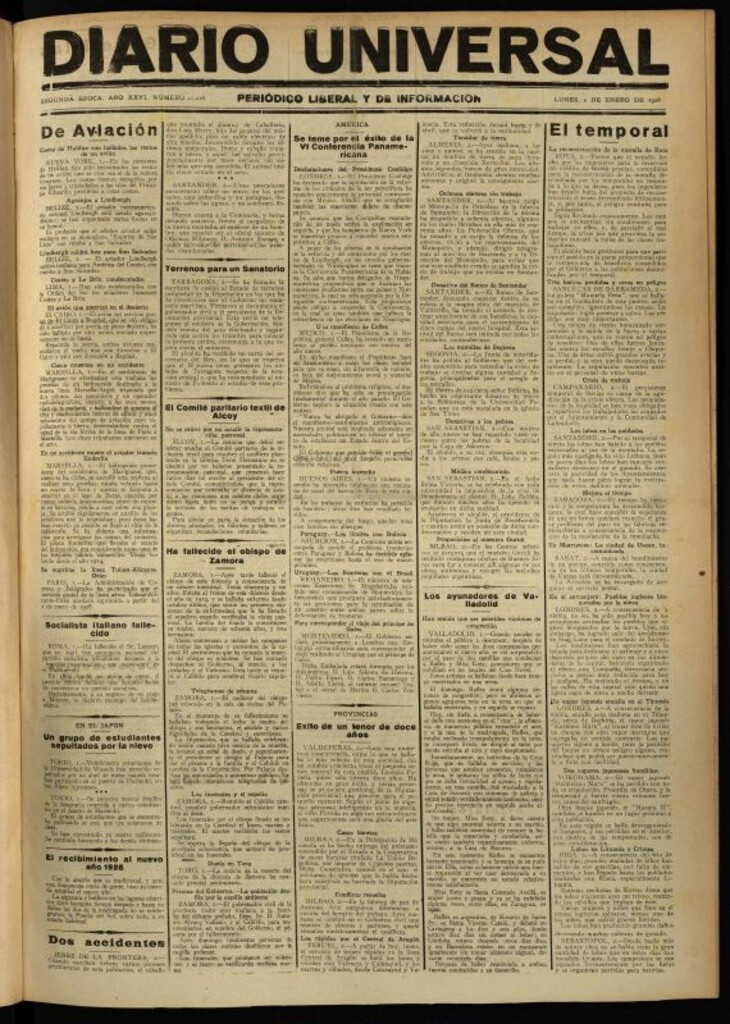 Miniatura de Diario Universal del 2 de enero de 1928