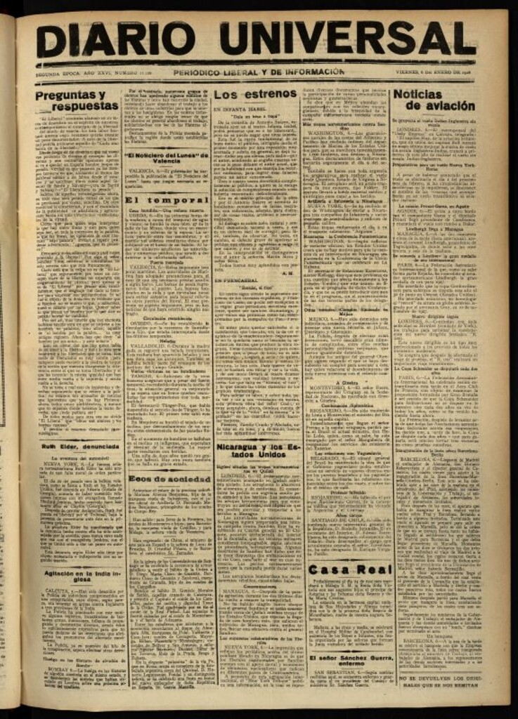 Miniatura de Diario Universal del 6 de enero de 1928