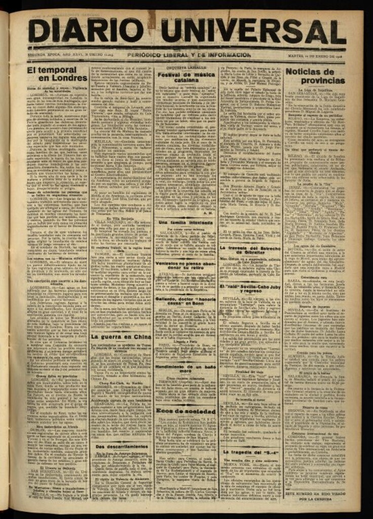 Miniatura de Diario Universal del 10 de enero de 1928