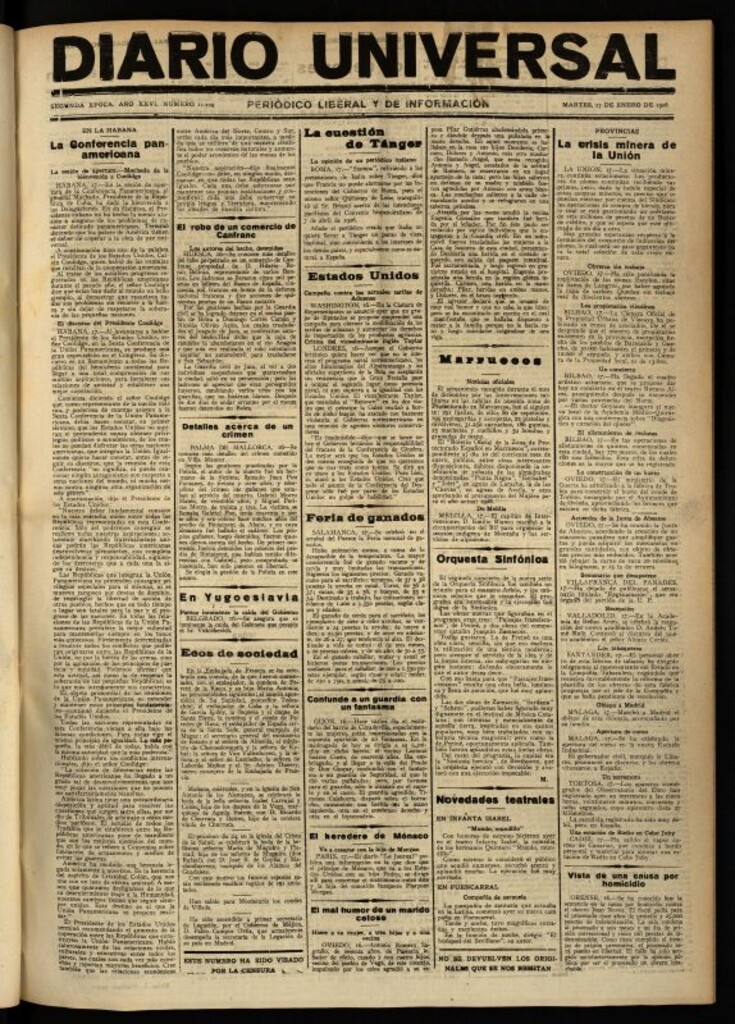 Miniatura de Diario Universal del 17 de enero de 1928