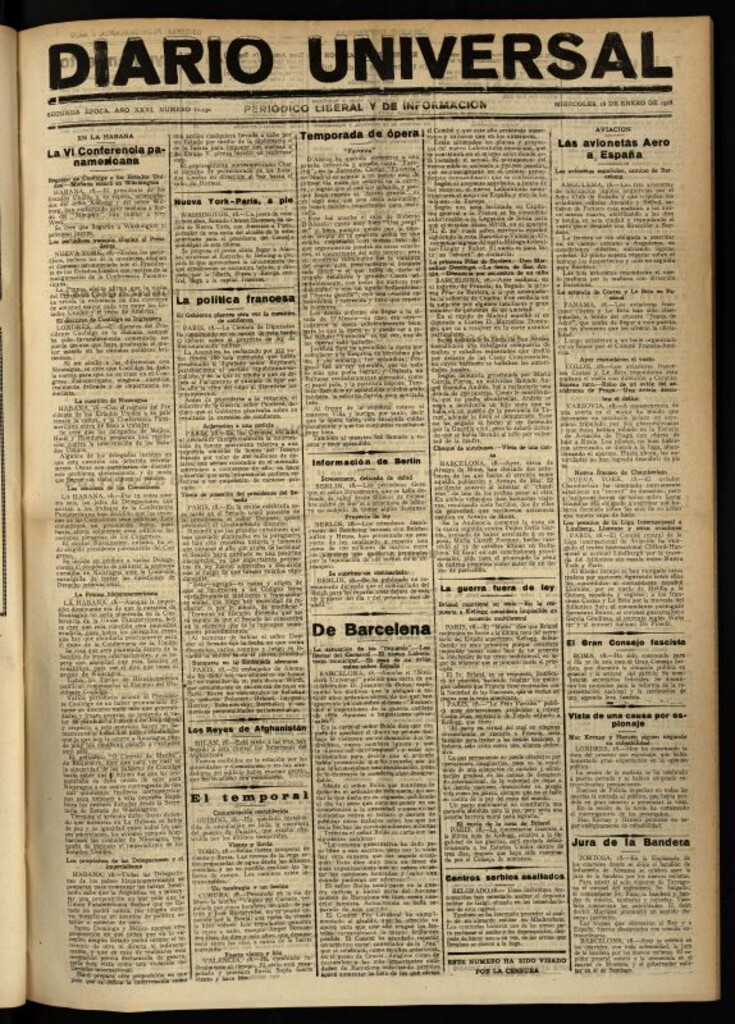 Miniatura de Diario Universal del 18 de enero de 1928