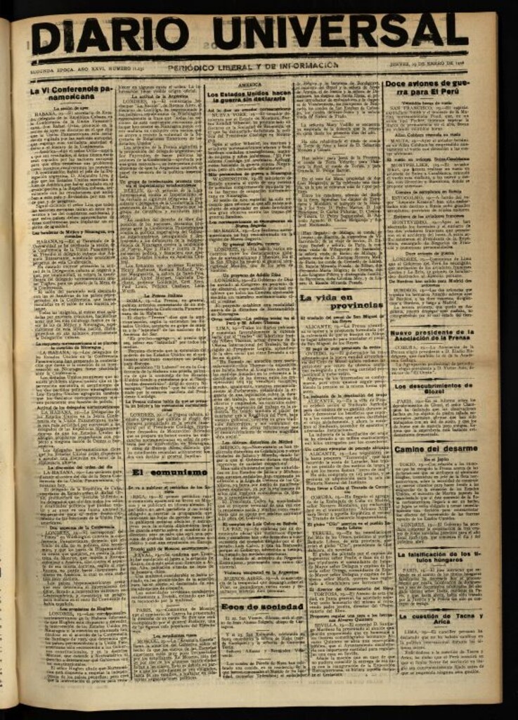 Miniatura de Diario Universal del 19 de enero de 1928