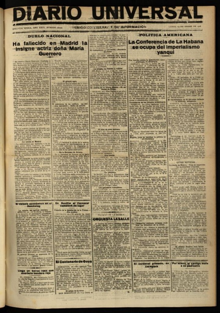 Miniatura de Diario Universal del 23 de enero de 1928