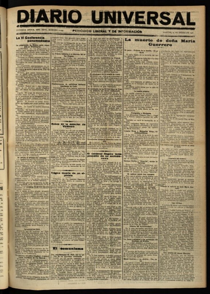 Miniatura de Diario Universal del 24 de enero de 1928